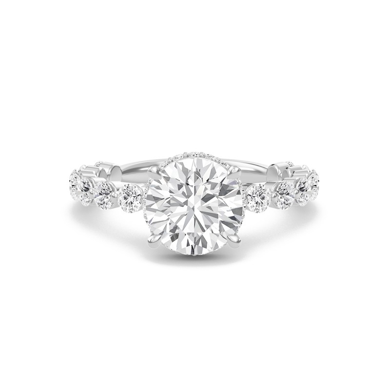 Round Prong Set Side Stone Ring