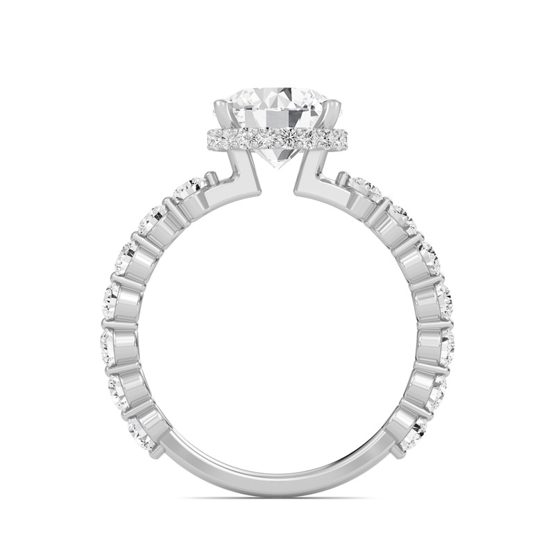 Round Prong Set Side Stone Ring