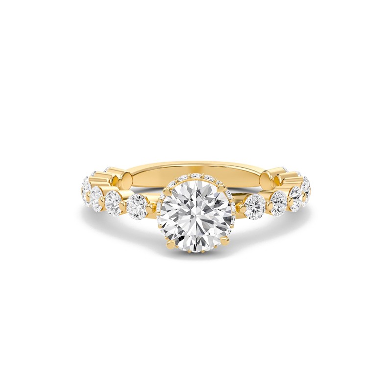 Round Prong Set Side Stone Ring