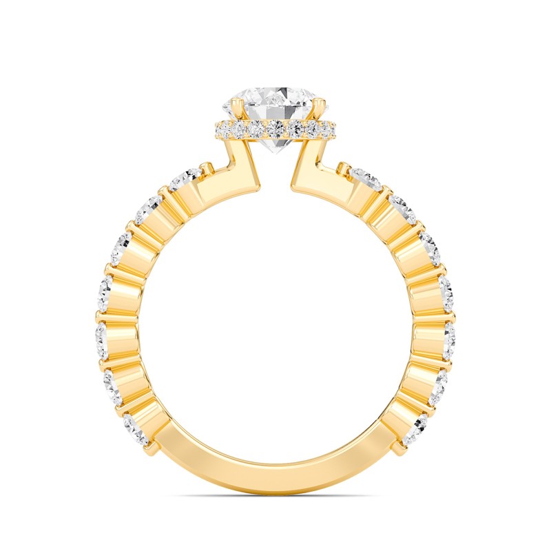 Round Prong Set Side Stone Ring