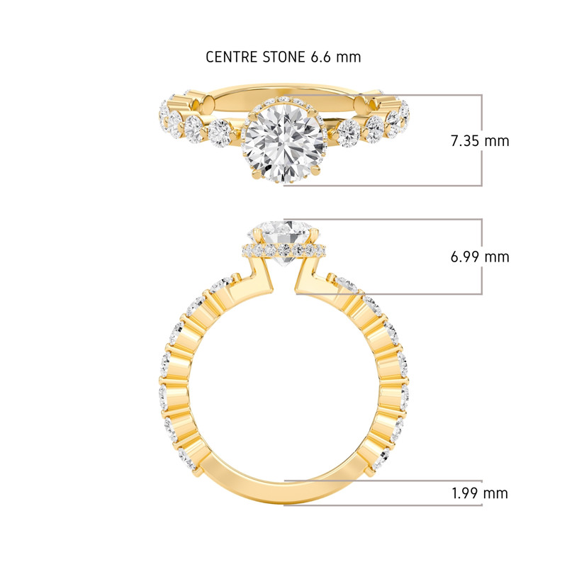 Round Prong Set Side Stone Ring