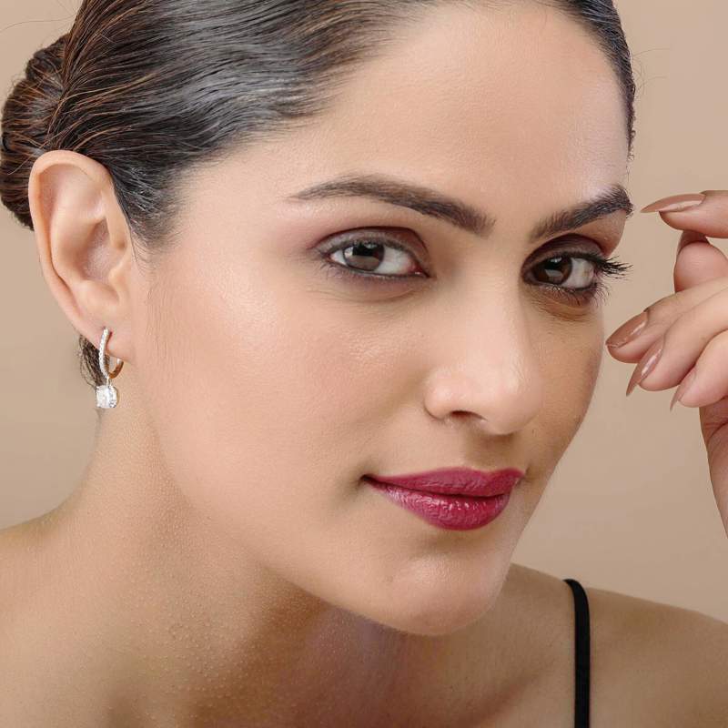 Cushion Drop Hoop Earring