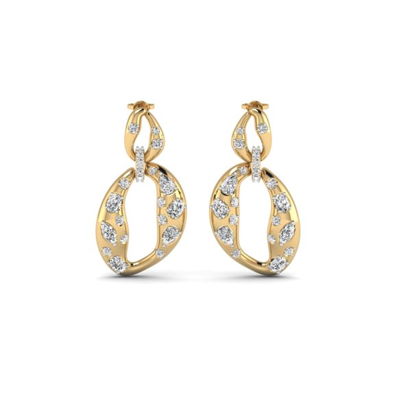Molten Gold Diamond Drop Earrings