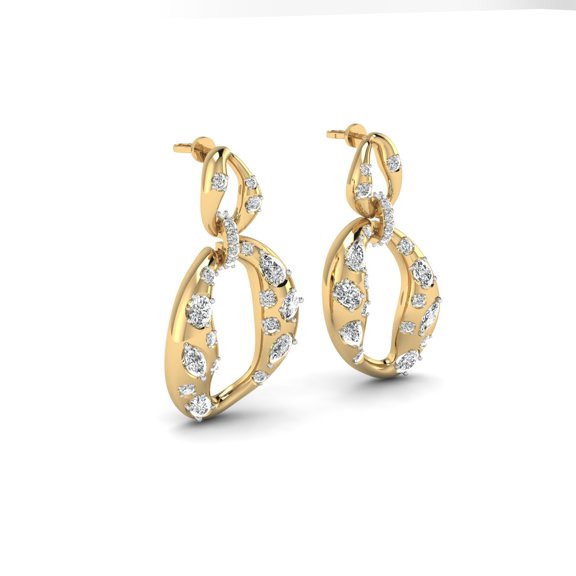 Molten Gold Diamond Drop Earrings