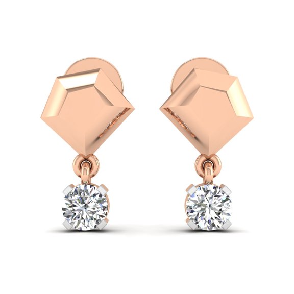 Geometric Round Diamond Drop Earrings