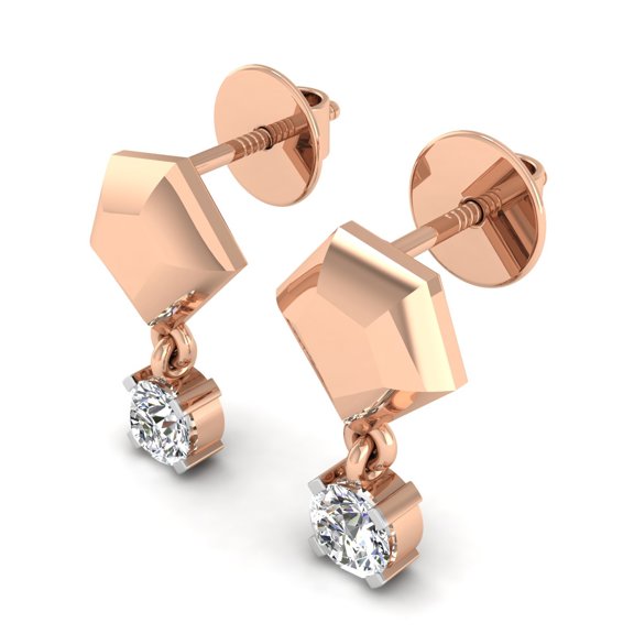 Geometric Round Diamond Drop Earrings