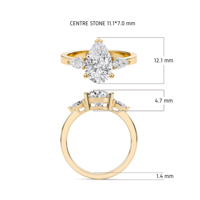 The Trinity Pear  Ring