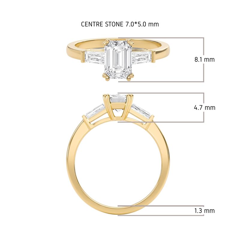 Tapered Baguette Three Stone Ring