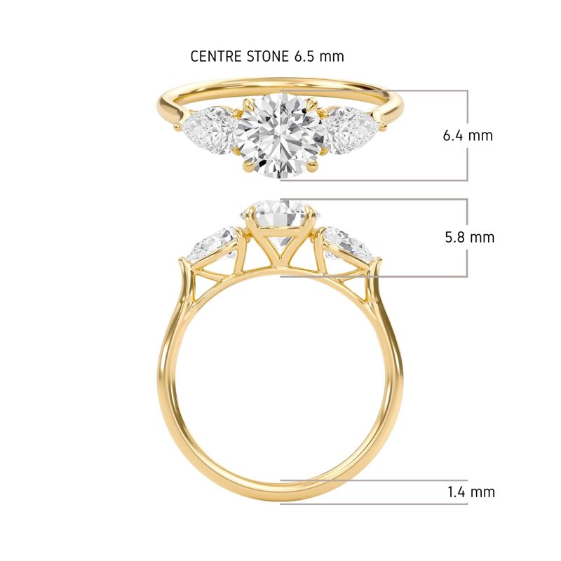 Bold Pear Three Stone Ring