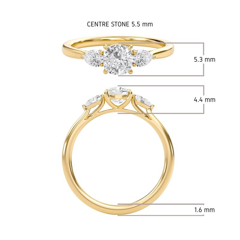 Fancy Pear Three Stone Ring