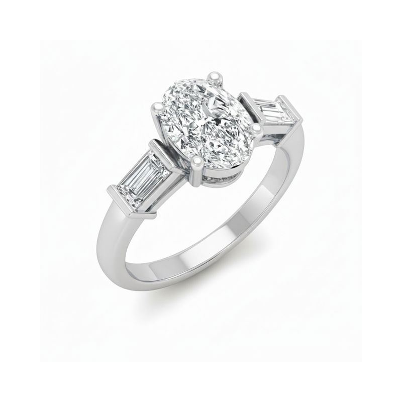 Oval & Baguette Trilogy Ring
