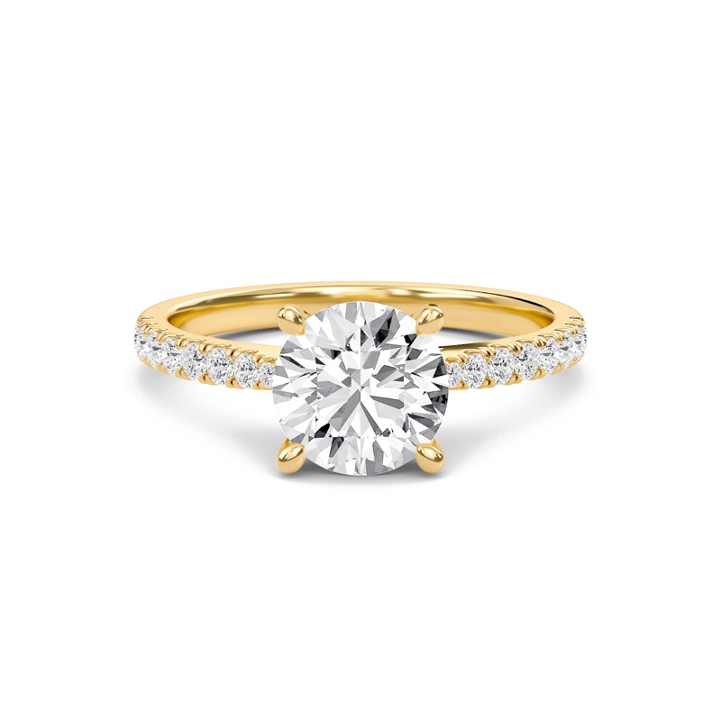 Round Cathedral Pave Tapered Ring
