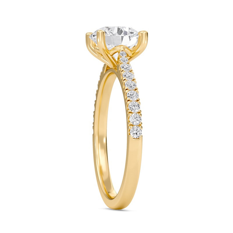 Round Cathedral Pave Tapered Ring