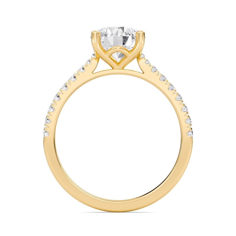Round Cathedral Pave Tapered Ring