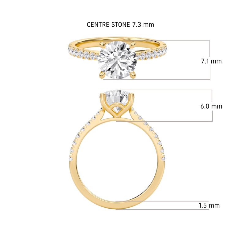 Round Cathedral Pave Tapered Ring