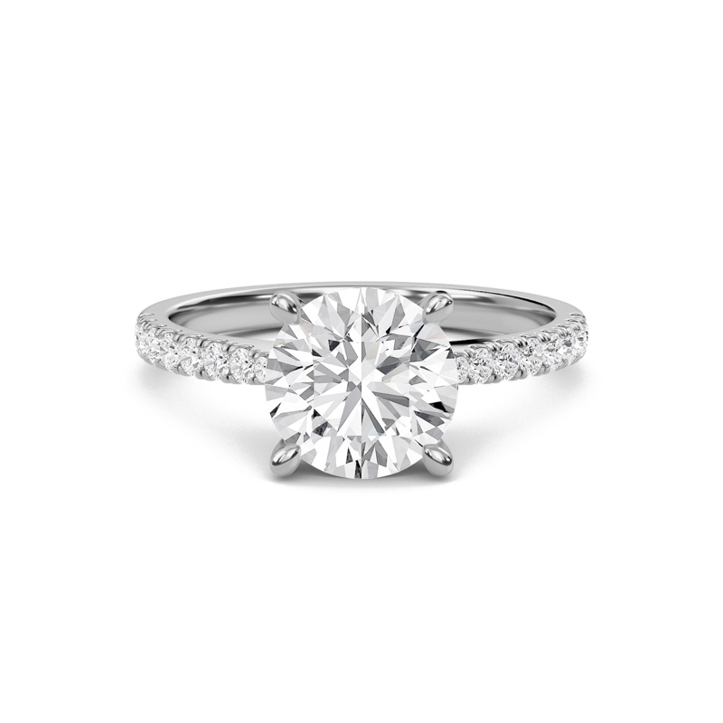 Round Cathedral Pave Tapered Ring