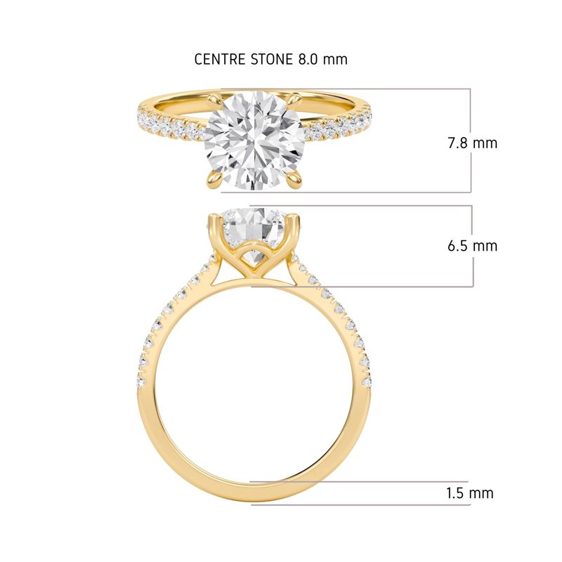 Round Cathedral Pave Tapered Ring