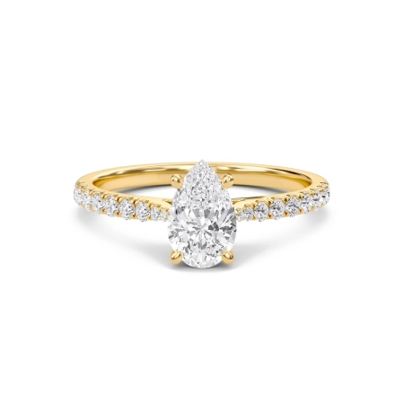 Pear Cathedral Pave Tapered Ring
