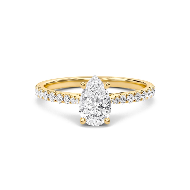 Pear Cathedral Pave Tapered Ring