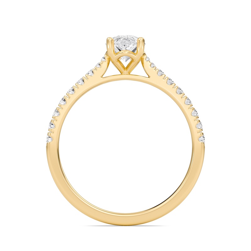Pear Cathedral Pave Tapered Ring