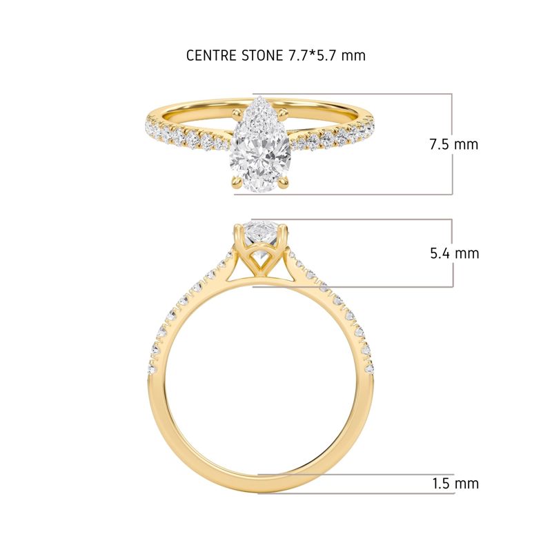 Pear Cathedral Pave Tapered Ring