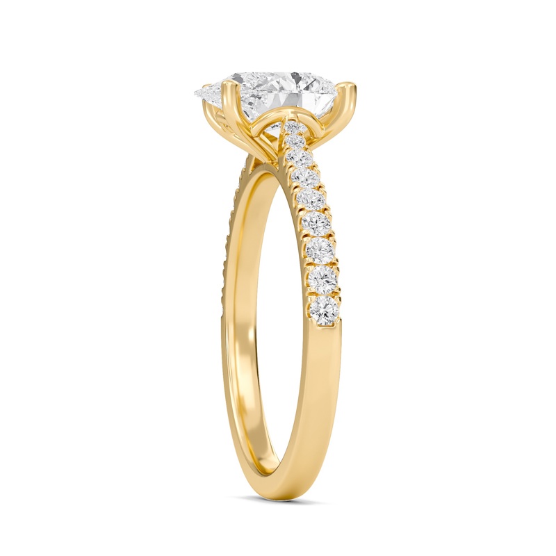 Pear Cathedral Pave Tapered Ring
