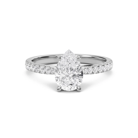Pear Cathedral Pave Tapered Ring