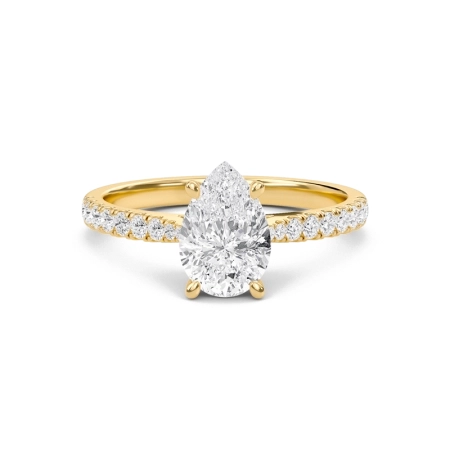 Pear Cathedral Pave Tapered Ring
