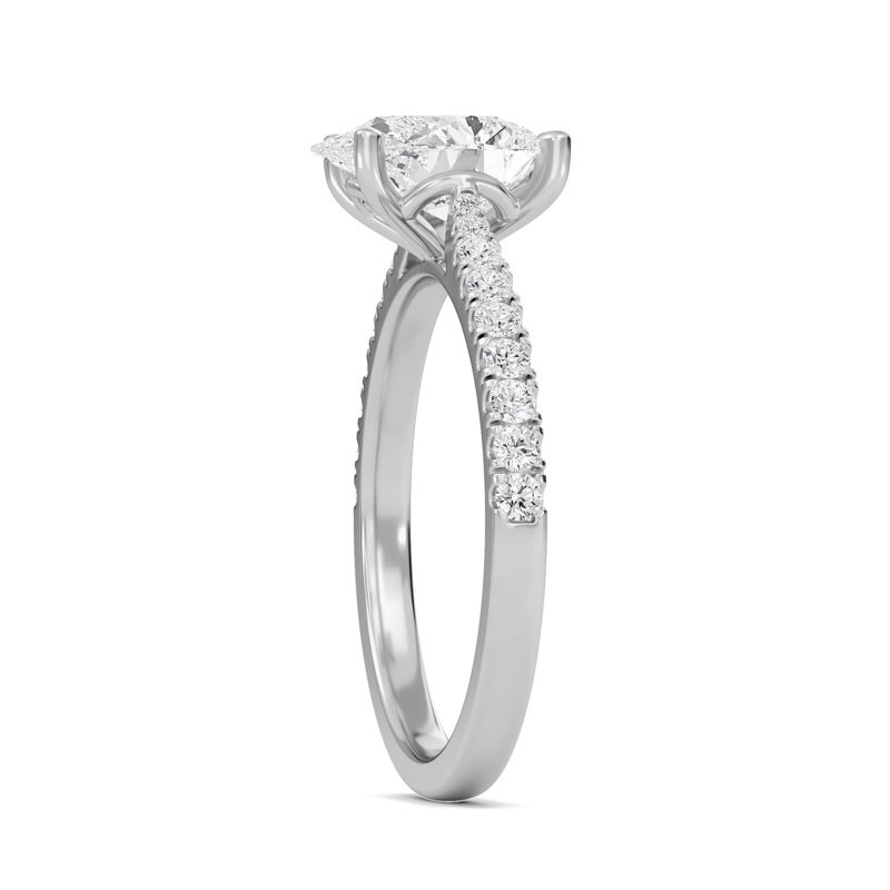 Pear Cathedral Pave Tapered Ring