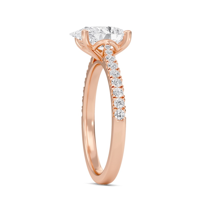 Pear Cathedral Pave Tapered Ring