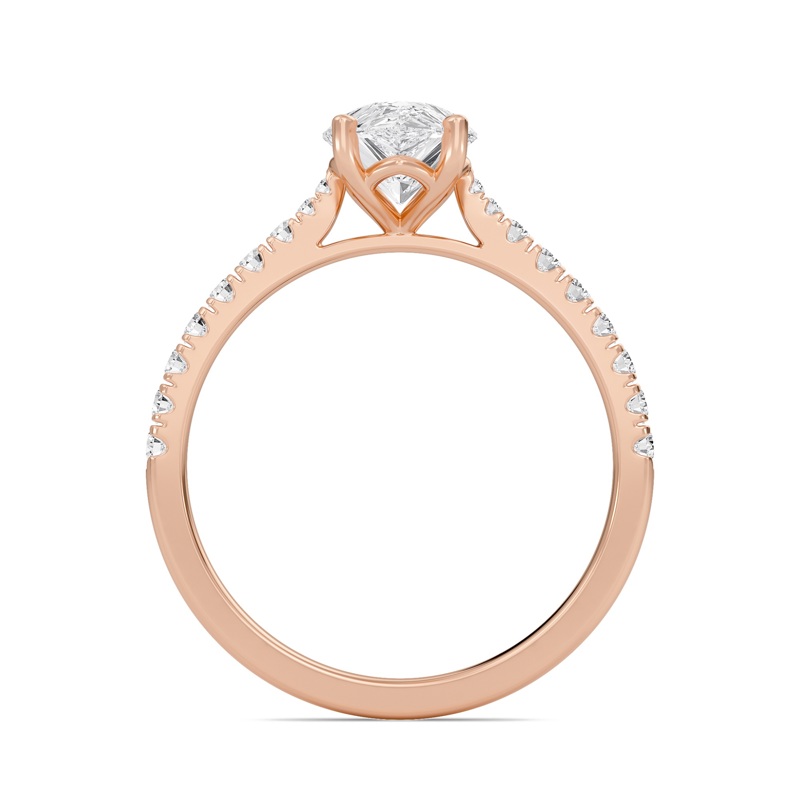 Pear Cathedral Pave Tapered Ring