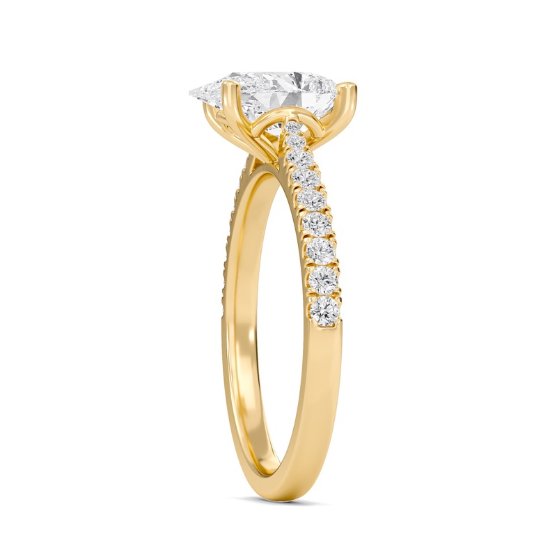 Pear Cathedral Pave Tapered Ring