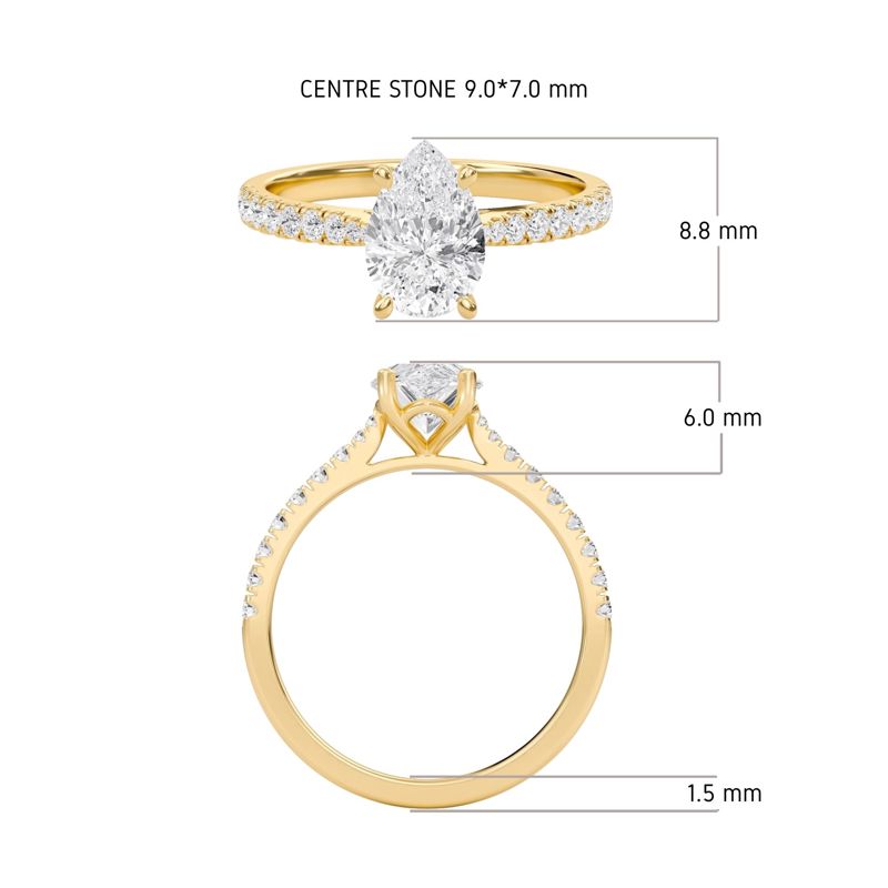 Pear Cathedral Pave Tapered Ring