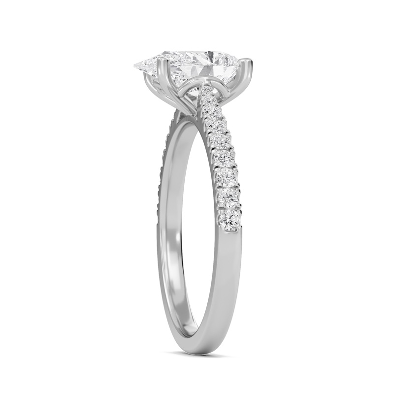 Pear Cathedral Pave Tapered Ring