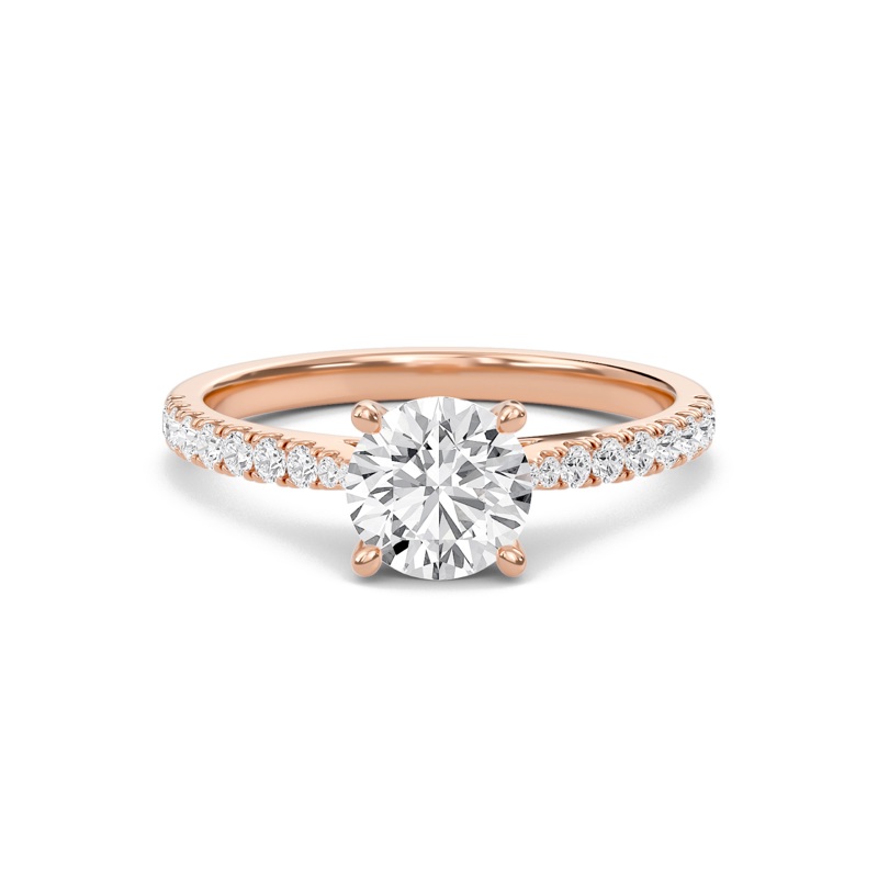 Round Cathedral Pave Tapered Ring