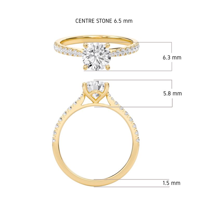 Round Cathedral Pave Tapered Ring