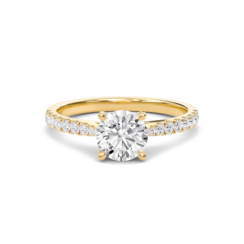 Round Cathedral Pave Tapered Ring