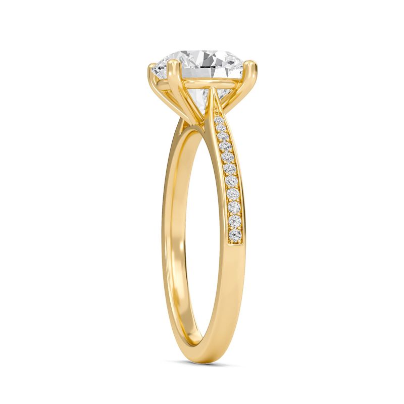 Round Cathedral Pave Adorned Engagement Ring