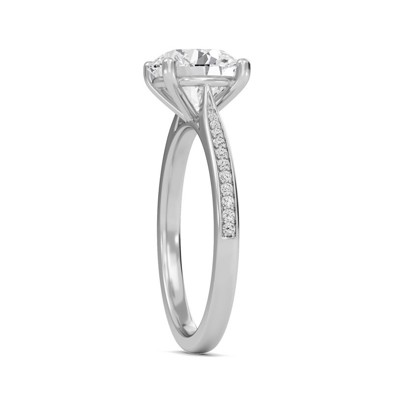 Round Cathedral Pave Adorned Engagement Ring