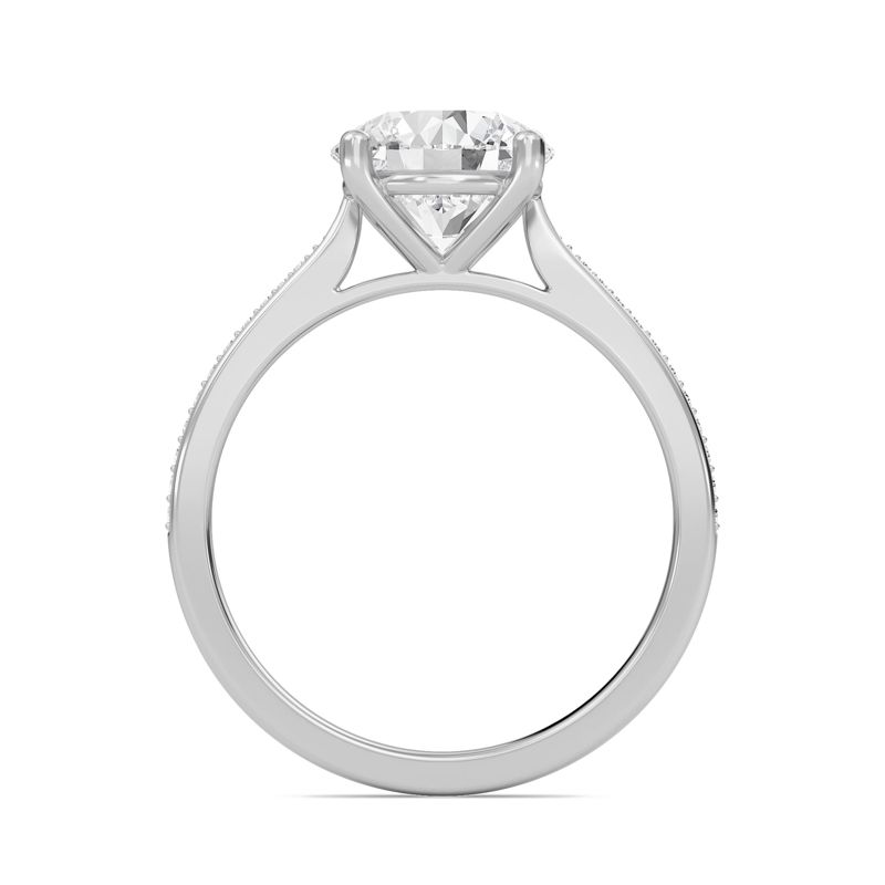 Round Cathedral Pave Adorned Engagement Ring
