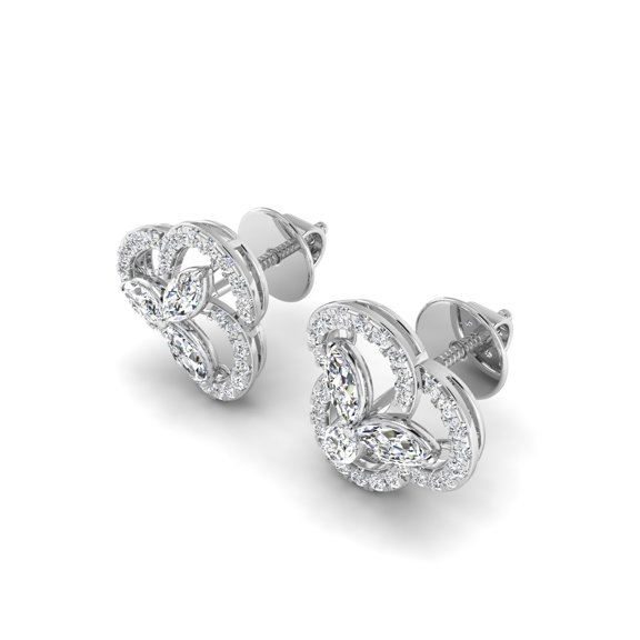 Epitome Luxe Labs Floral Cluster Fashion Earrings in 18kt White Gold