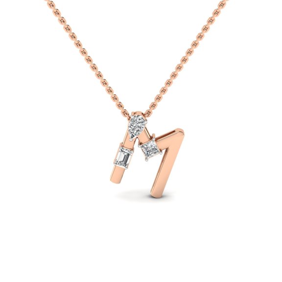 "M" Alphabet Diamond Pendant