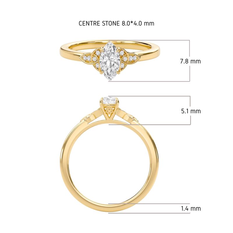 Epitome Luxe Labs Marquise Dazzling Cluster Engagement Ring in 14kt Rose Gold